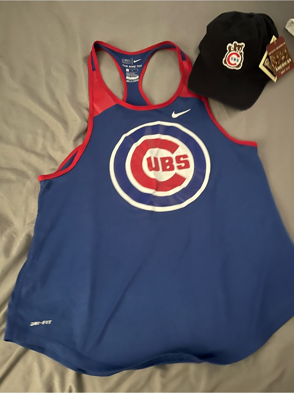 Nike Blue & Red Chicago Cubs Racerback Tank w/cap